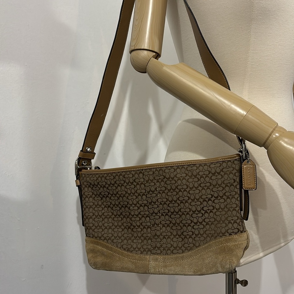 Coach Vintage Khaki Signature Jacquard Shoulder Bag/ Crossbody F10945